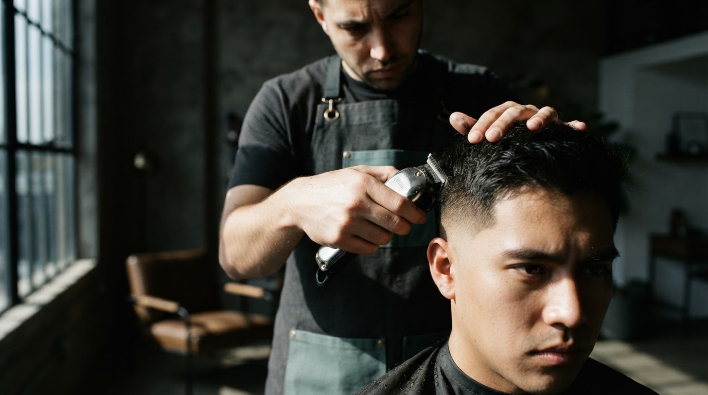 Mobile barber providing a precision haircut
